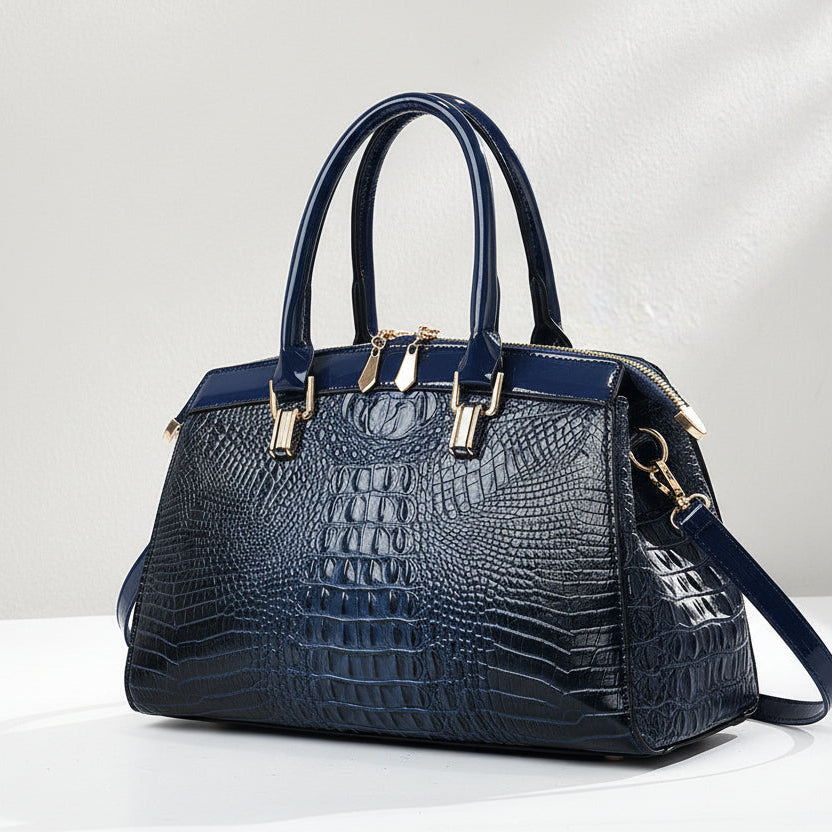 Sac à main en cuir verni façon croco