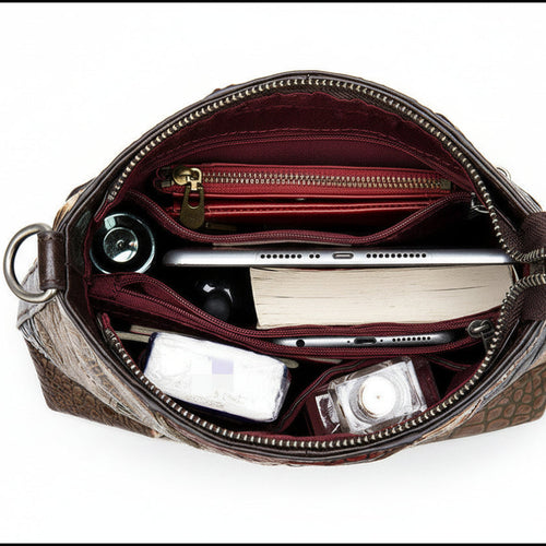 Sac à main pour femmes en cuir surpiqué de style ethnique
