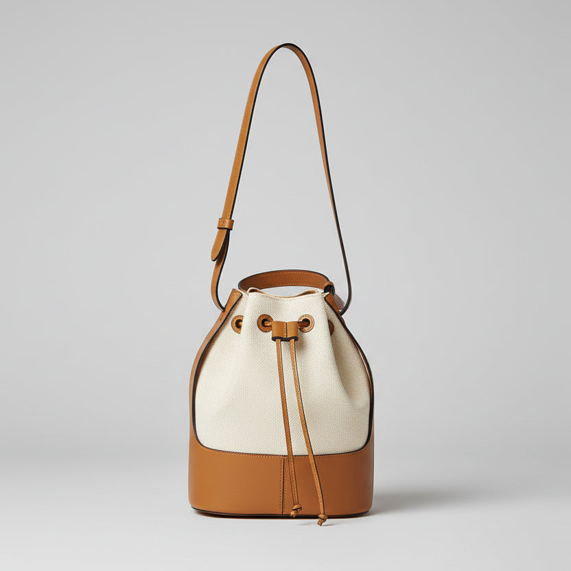 Sac seau élégant en cuir à cordon de serrage
