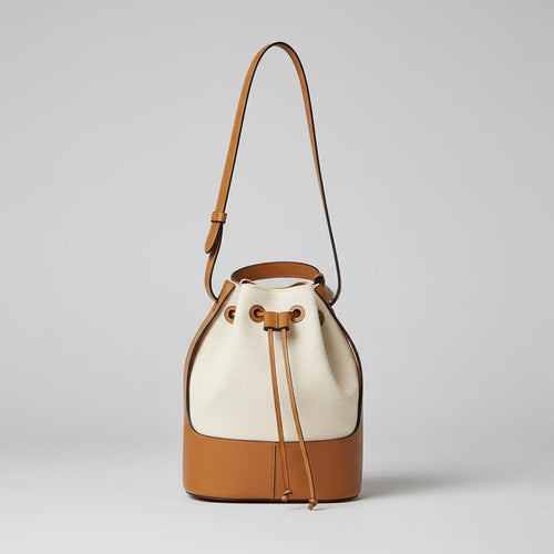 Sac seau élégant en cuir à cordon de serrage