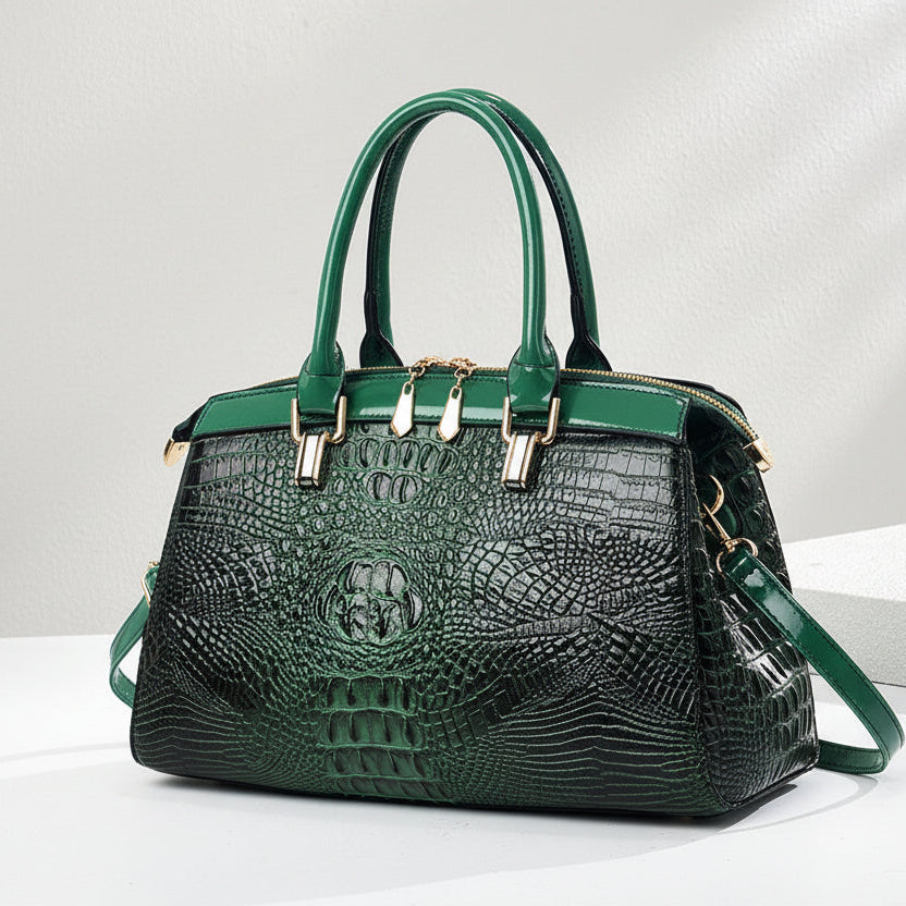 Sac à main en cuir verni façon croco
