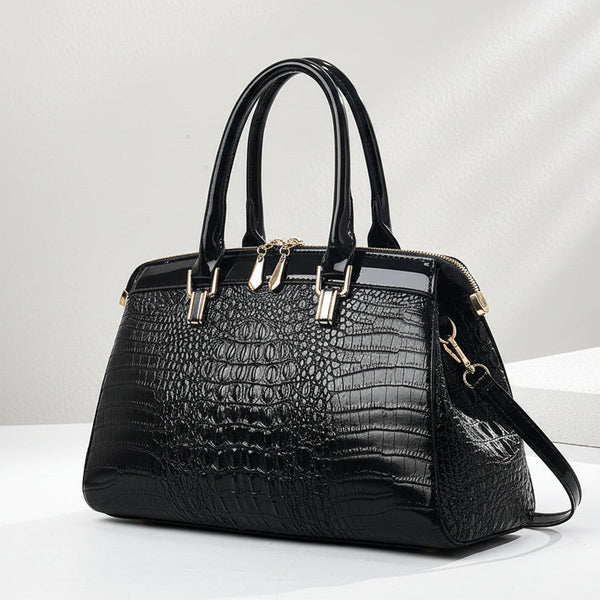 Sac à main en cuir verni façon croco