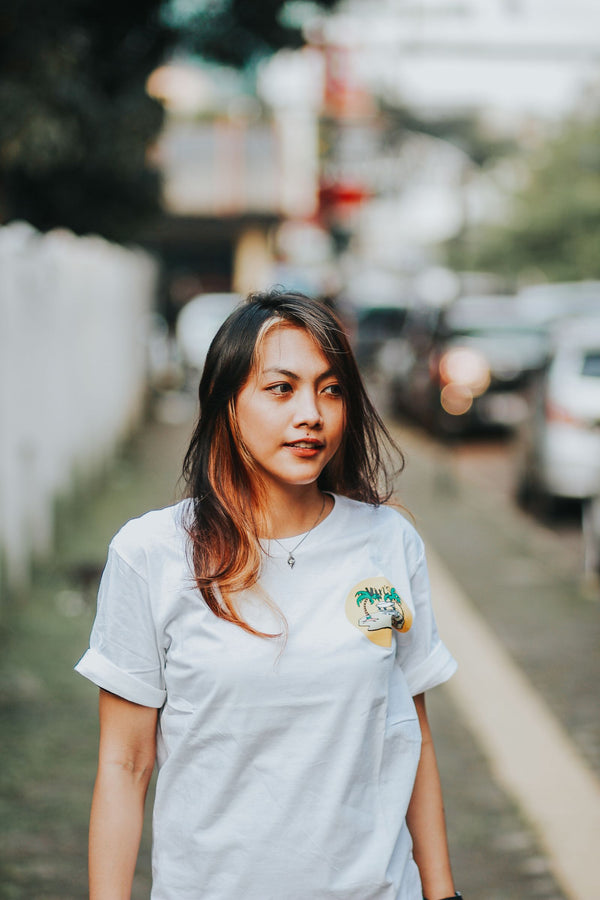 Washed Cotton Boxy Short Sleeve T-Shirt in White